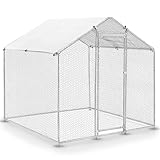 Juskys Freilaufgehege 2x2x2m - Hühnerstall aus Metall begehbar mit 4 m² Lauffläche, Tür & Riegel - Freigehege für Hühner, Kleintiere & Pflanzen
