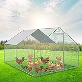 Herrselsam Hühnerstall Käfige Kleintierstall, 3x4x2m XXL Hühnerhaus Freilaufgehege mit Sicherheitsschloss und Wasserdichtes PE-Farbtuch, ideal für Hühner und Weitere Kleintiere